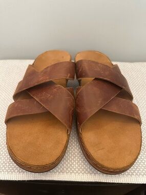 Chaco Toffee Brown Leather Slide Sandals Women’s 11 EU 42 Strappy Casual EUC